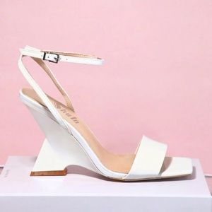 White wedge heel sandals